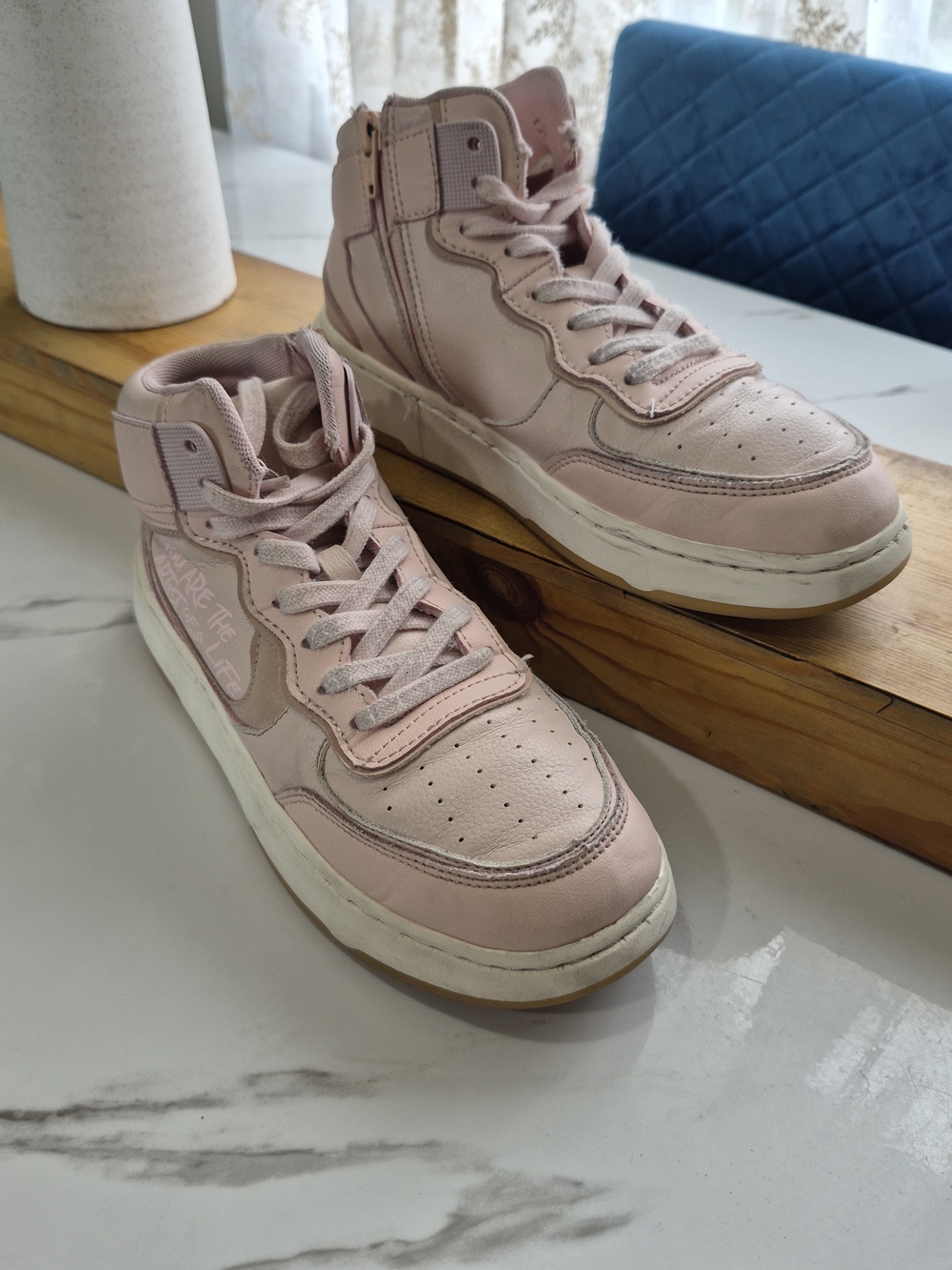 Zara Blush Pink High-Top Sneakers